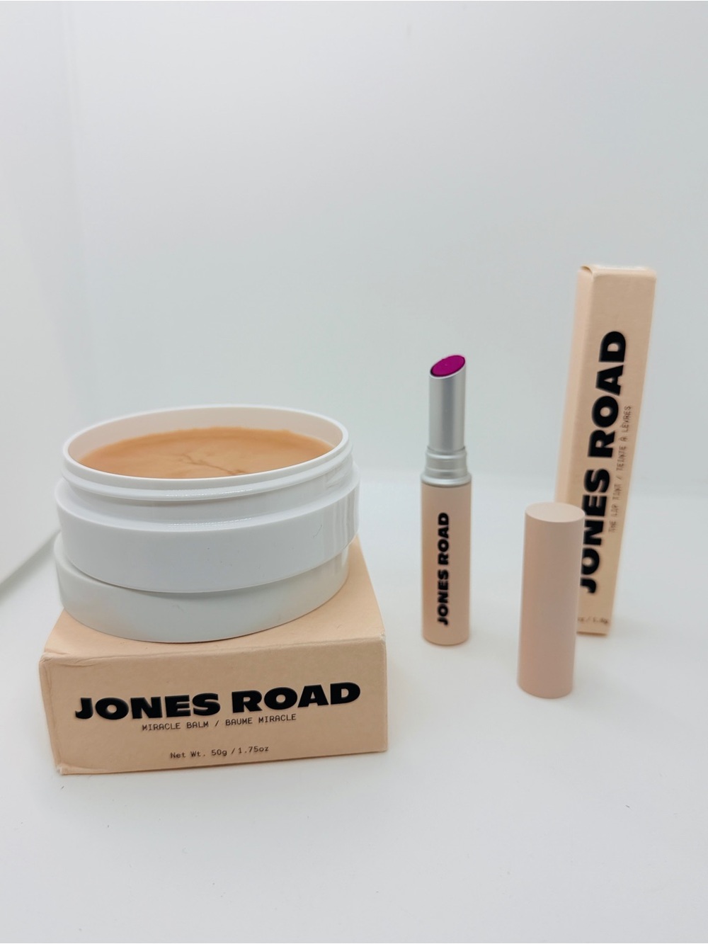 Jones Road Duo Lip Tint Raspberry & Miracle Balm Golden Hour Brand New in Box